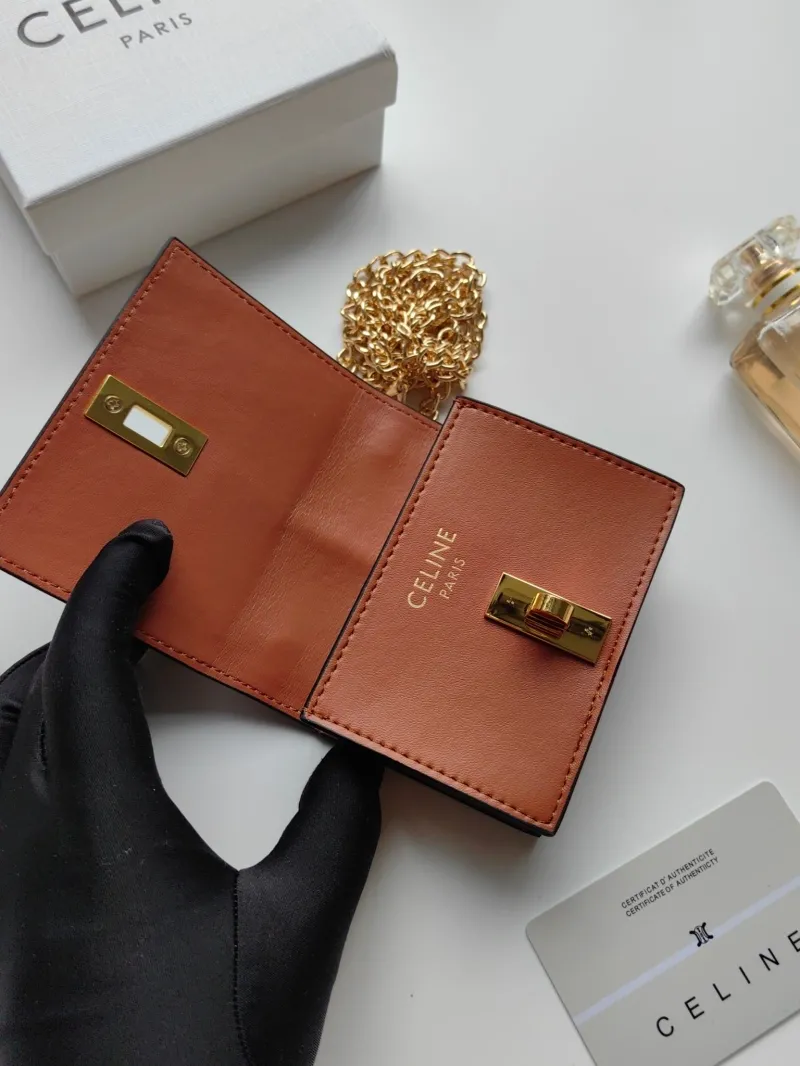 Celine Beige Mini Chain Wallet 180 - Image 5