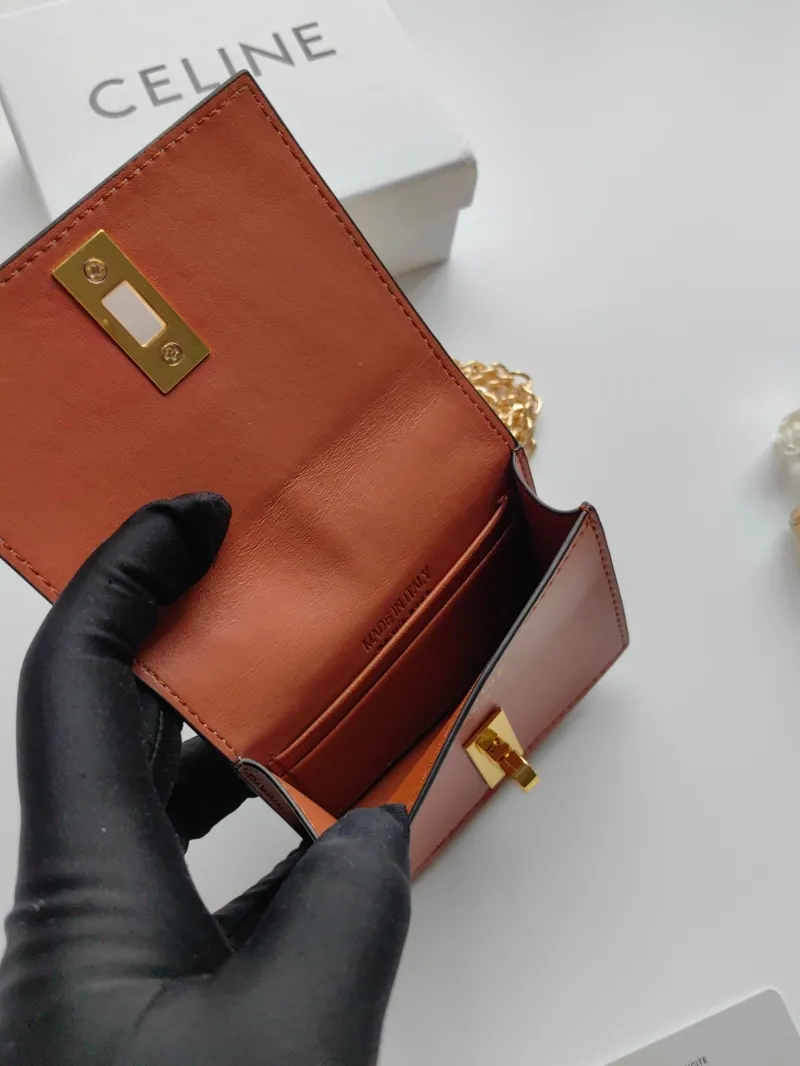 Celine Beige Mini Chain Wallet 180 - Image 6
