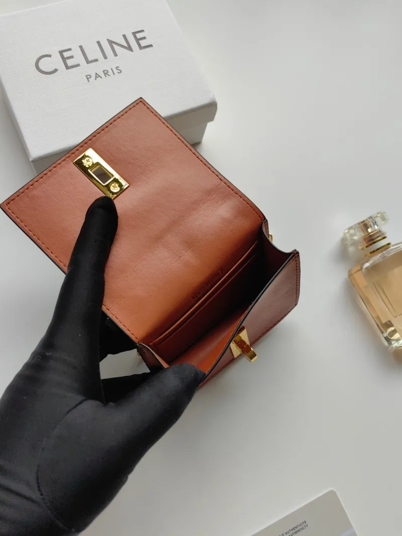Celine Mini Brown Monogram Chain Wallet - Image 6