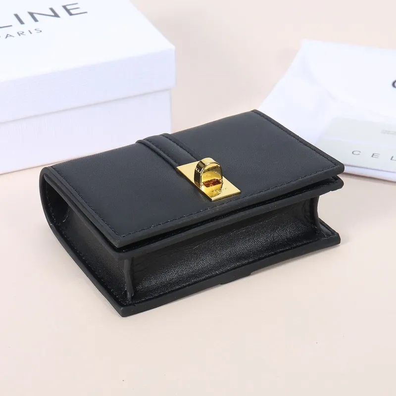 Celine Black Compact Leather Wallet 228 - Image 3