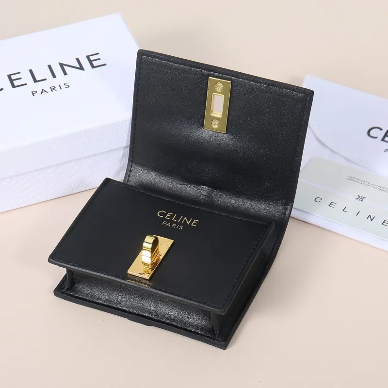 Celine Black Compact Leather Wallet 228 - Image 4