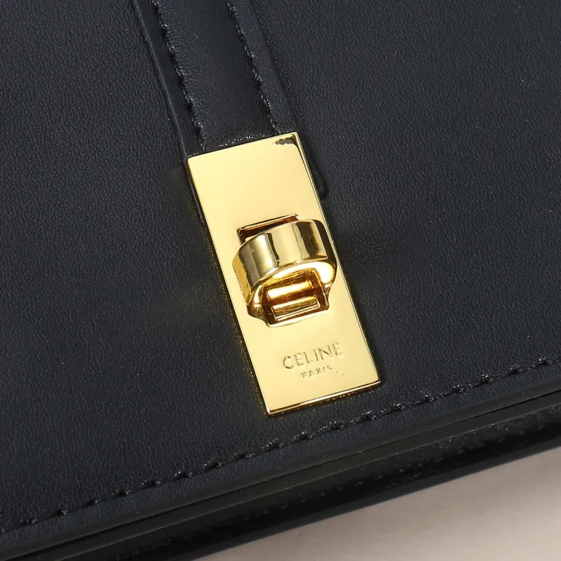 Celine Black Compact Leather Wallet 228 - Image 6
