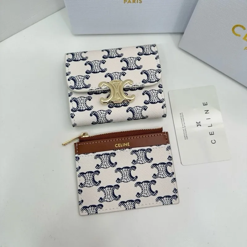 Celine Triomphe White Monogram Compact Wallet - Image 3
