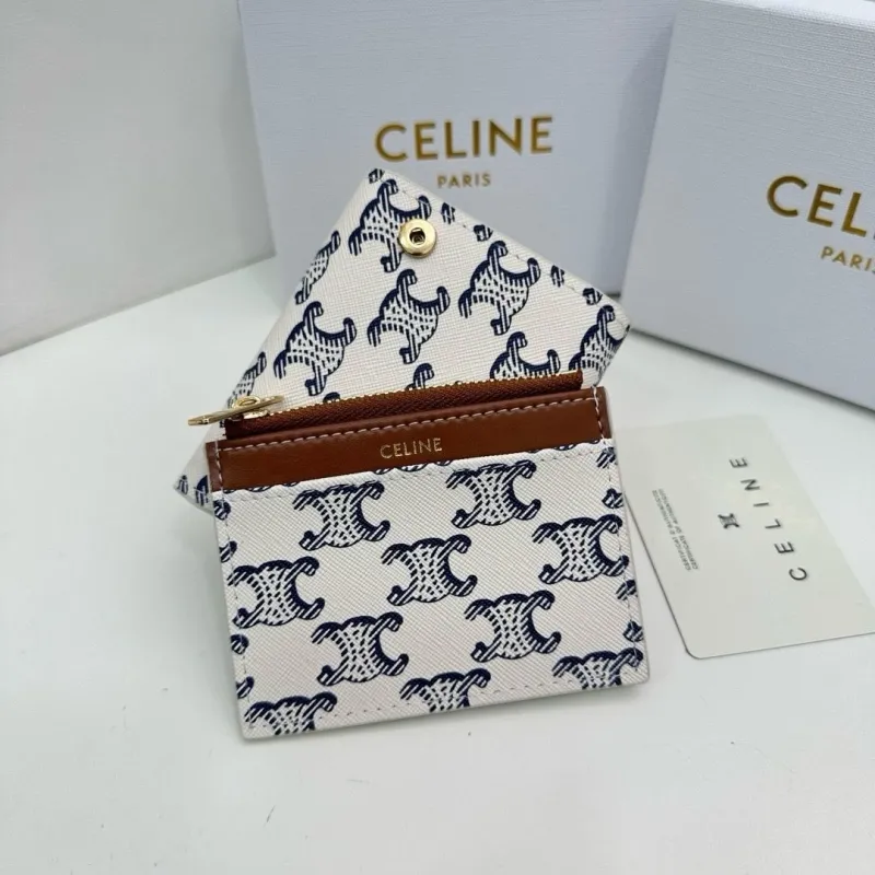 Celine Triomphe White Monogram Compact Wallet - Image 4