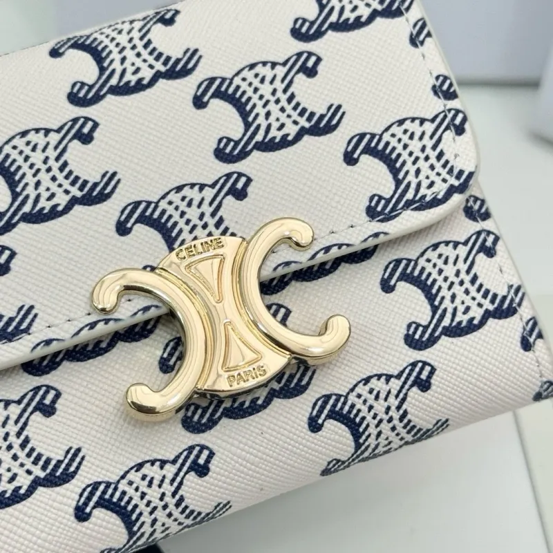 Celine Triomphe White Monogram Compact Wallet - Image 7