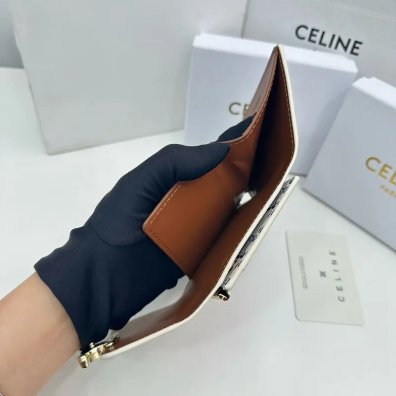 Celine Triomphe White Monogram Compact Wallet - Image 8