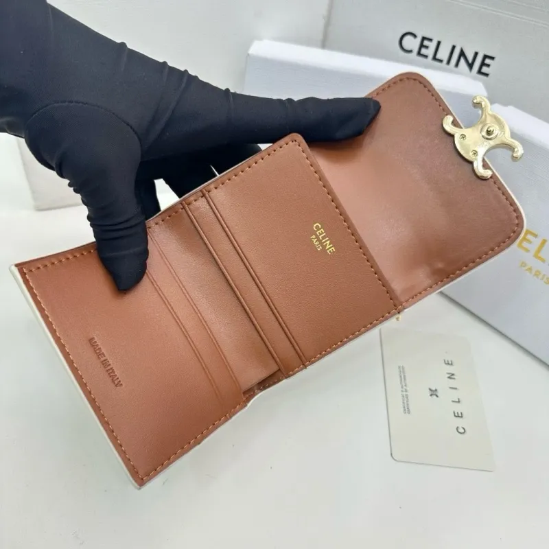 Celine Triomphe White Monogram Compact Wallet - Image 9