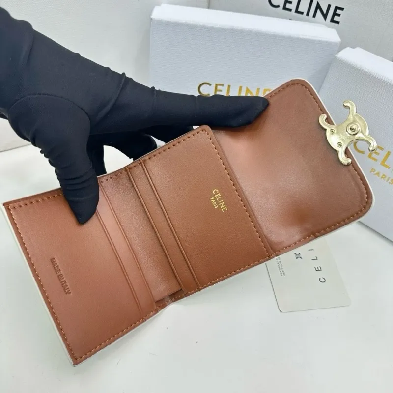 Celine White Green Monogram Compact Wallet - Image 8