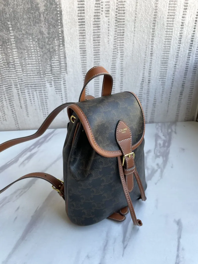 Celine Triomphe Monogram Brown Leather Backpack - Image 3