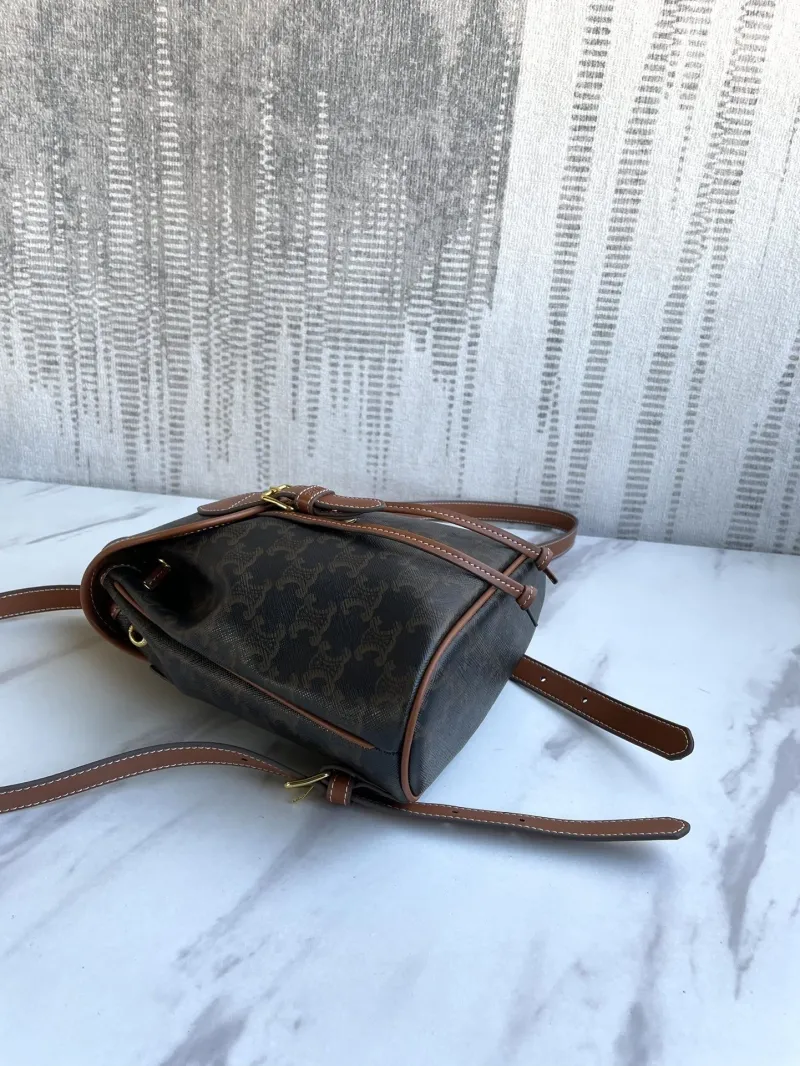 Celine Triomphe Monogram Brown Leather Backpack - Image 4