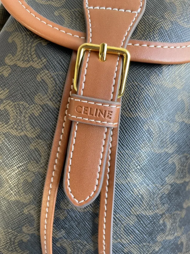 Celine Triomphe Monogram Brown Leather Backpack - Image 6