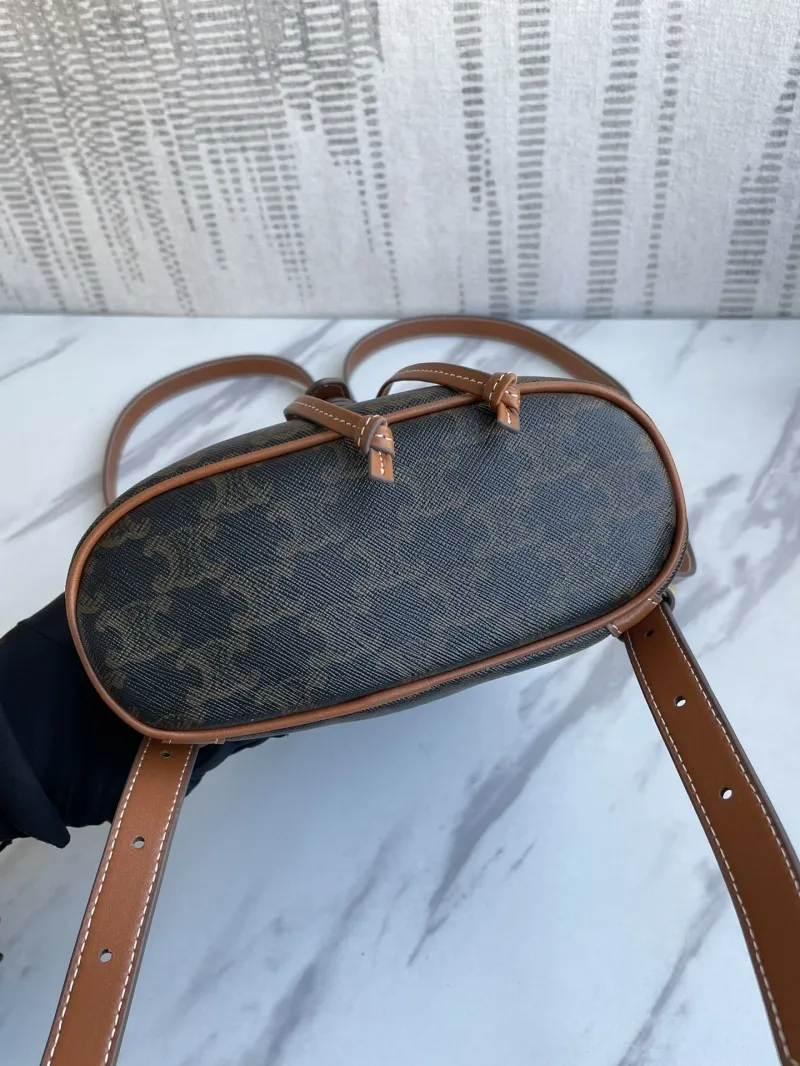 Celine Triomphe Monogram Brown Leather Backpack - Image 7