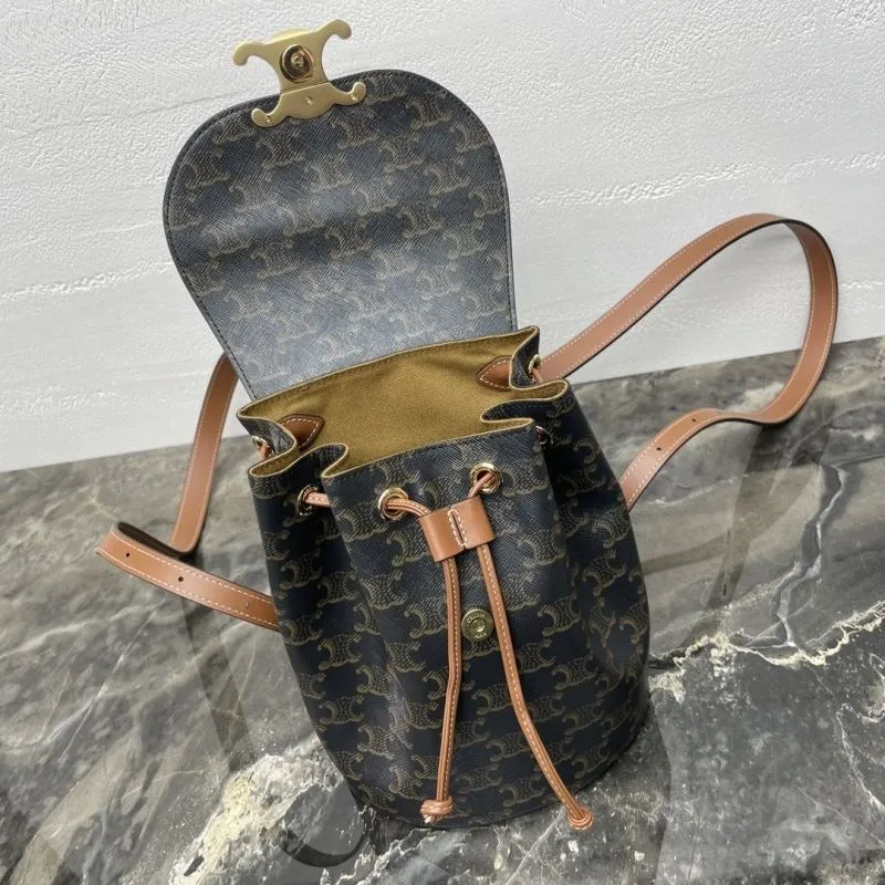 Celine Triomphe Mini Dark Brown Backpack - Image 7