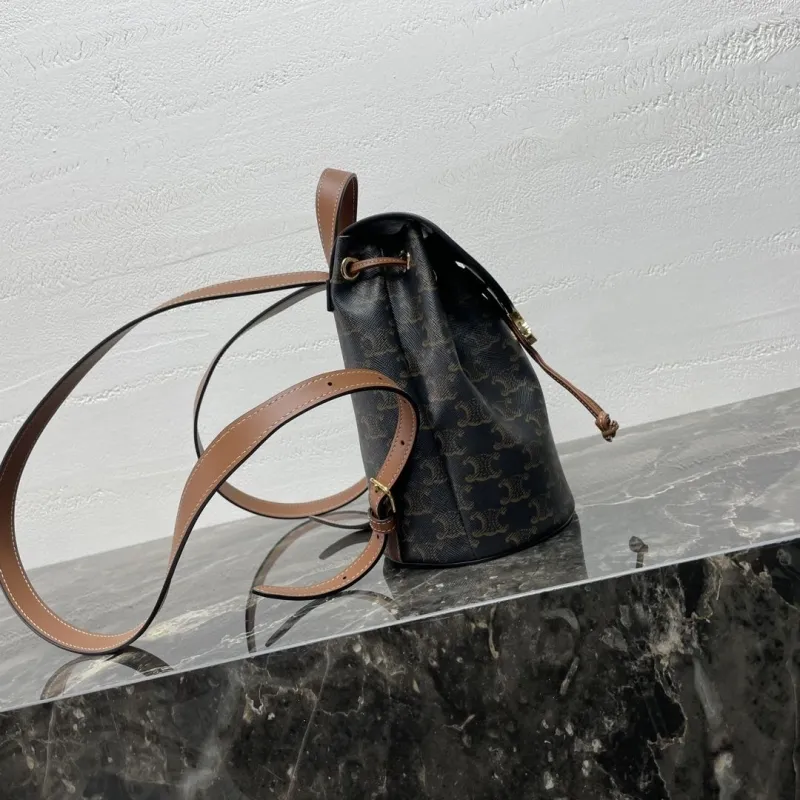 Celine Monogram Mini Backpack Black Brown - Image 3