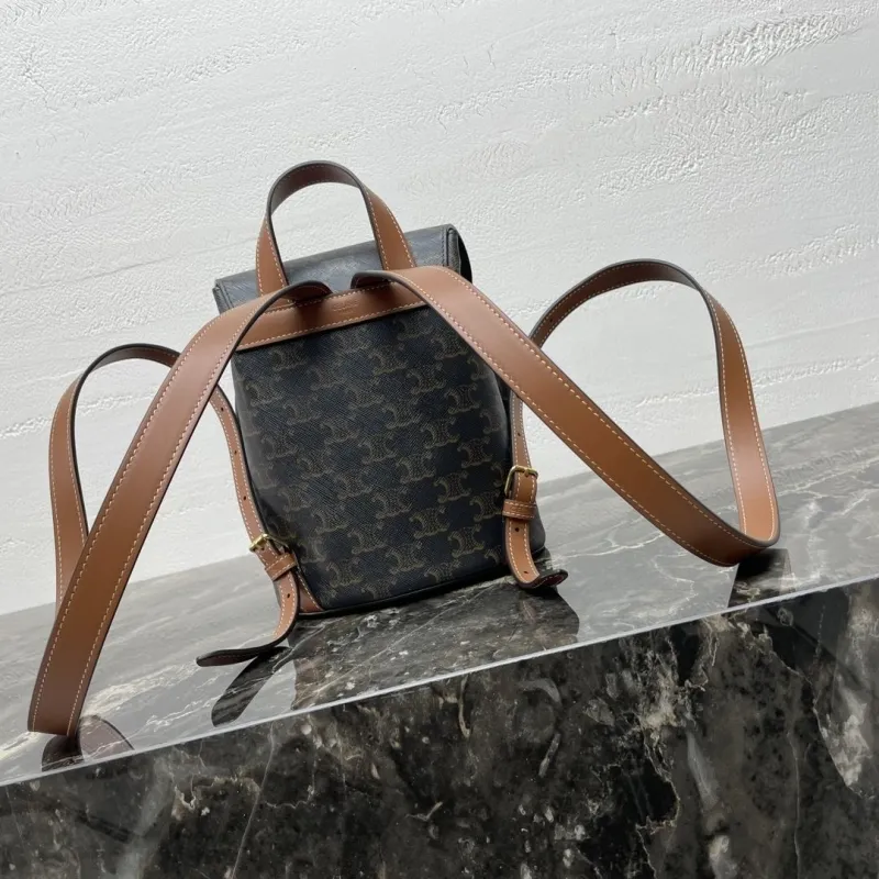 Celine Monogram Mini Backpack Black Brown - Image 5