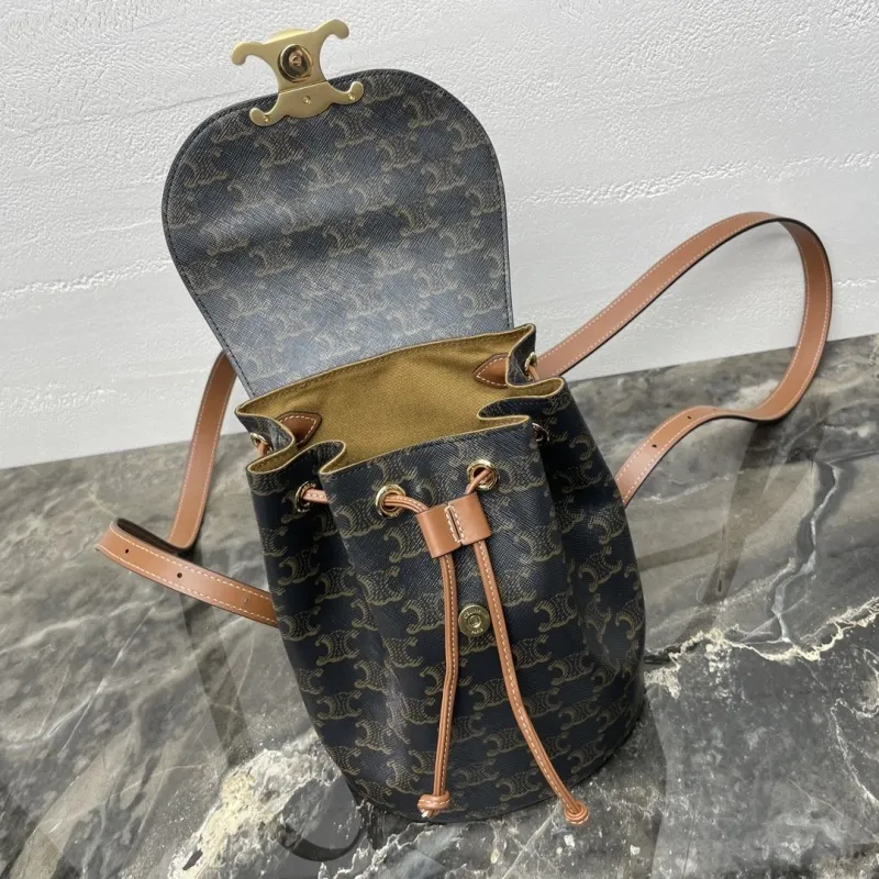 Celine Monogram Mini Backpack Black Brown - Image 7