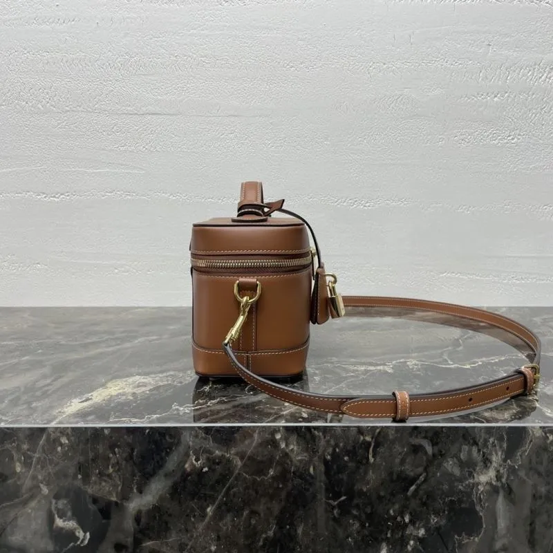 Celine Brown Leather Vanity Cosmetic Crossbody Bag - Image 3