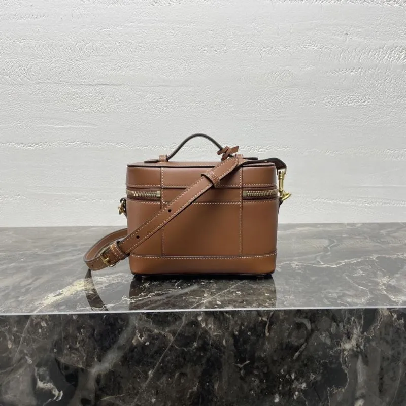 Celine Brown Leather Vanity Cosmetic Crossbody Bag - Image 4