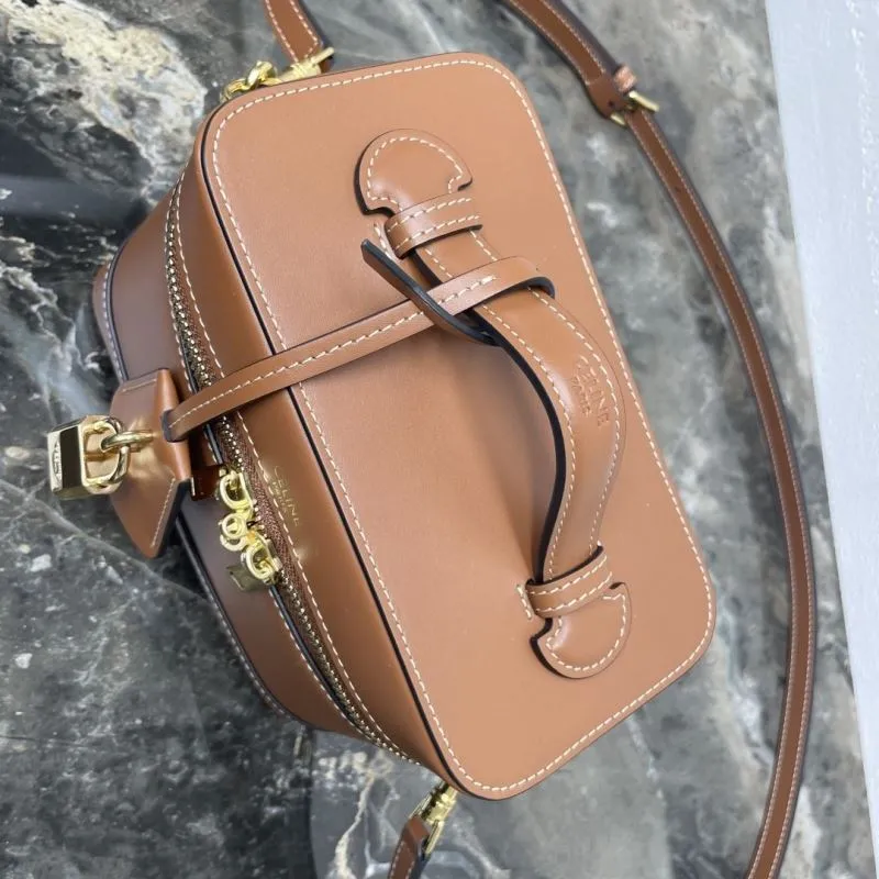 Celine Brown Leather Vanity Cosmetic Crossbody Bag - Image 5