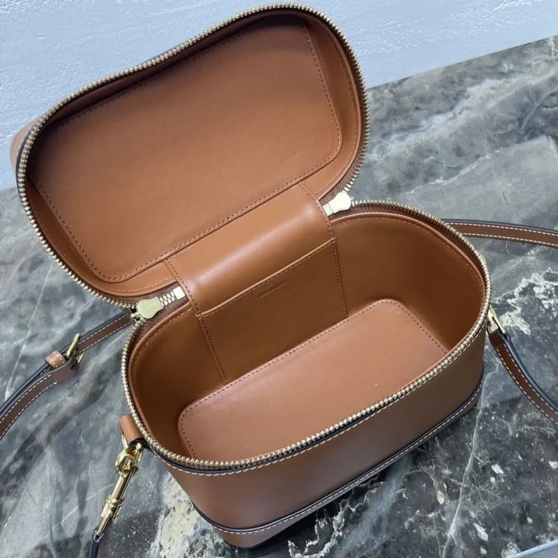 Celine Brown Leather Vanity Cosmetic Crossbody Bag - Image 8