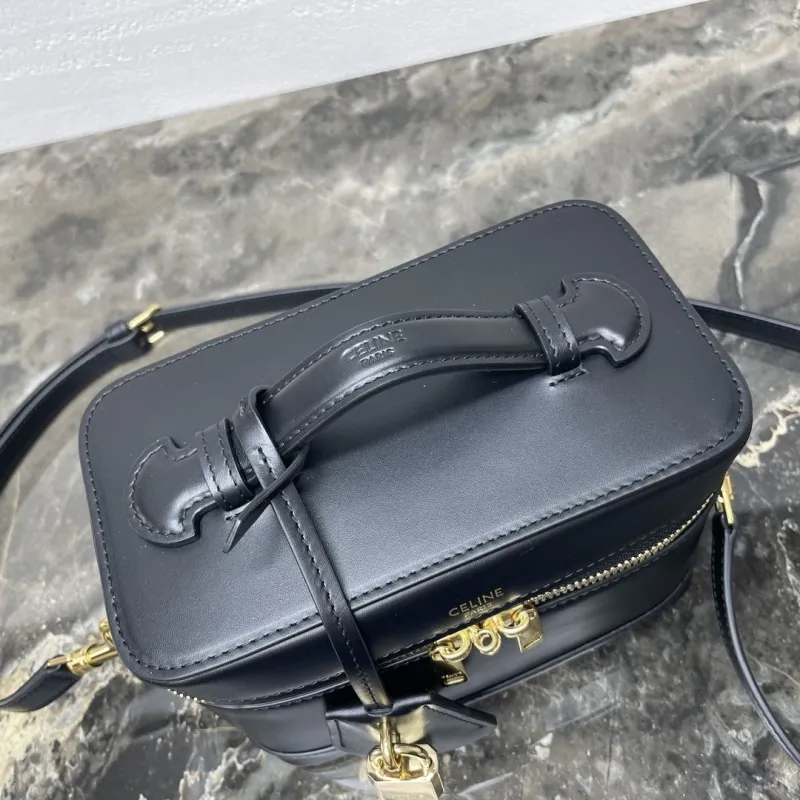 Celine Black Leather Vanity Crossbody Bag - Image 7