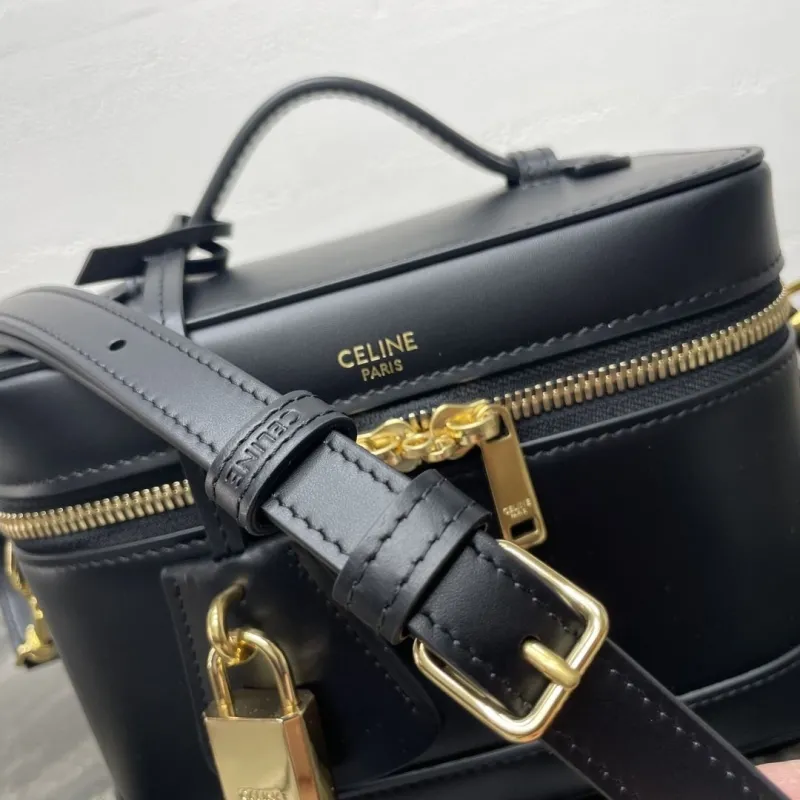 Celine Black Leather Vanity Crossbody Bag - Image 8