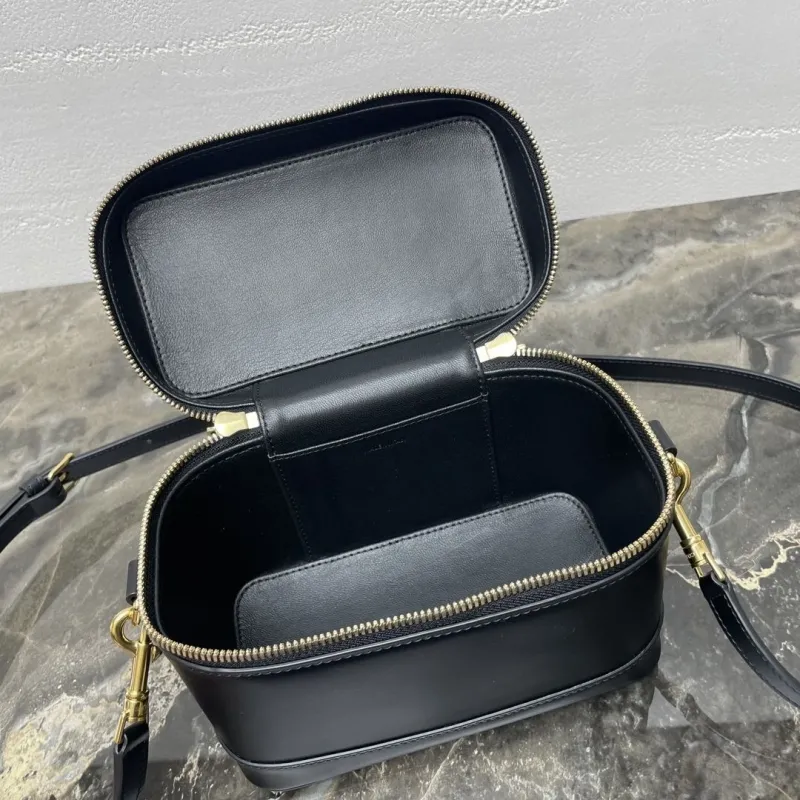 Celine Black Leather Vanity Crossbody Bag - Image 9