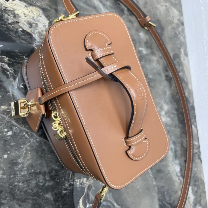 Celine Brown Leather Vanity Crossbody Bag - Image 5