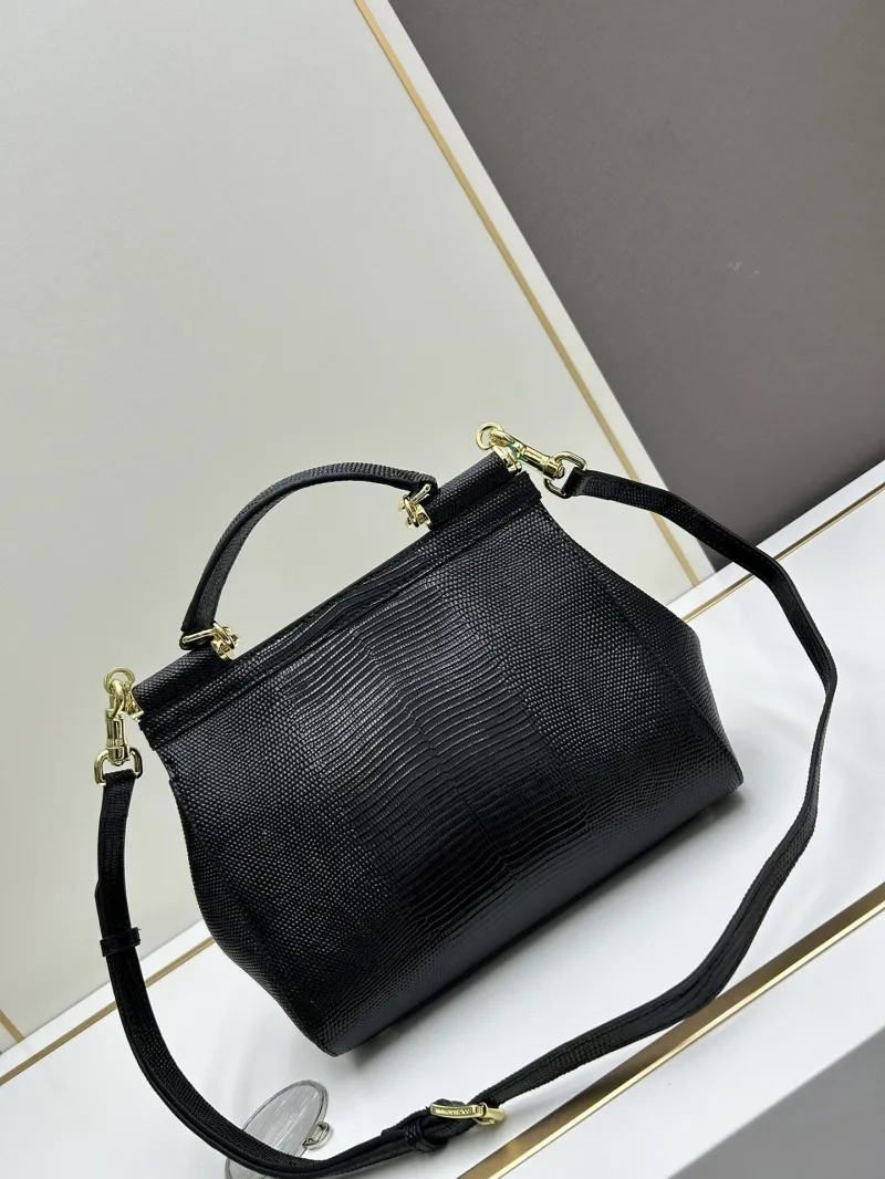 D&G Black Leather Handbag 25cm - Image 3