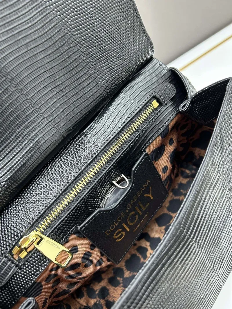 D&G Black Leather Handbag 25cm - Image 8