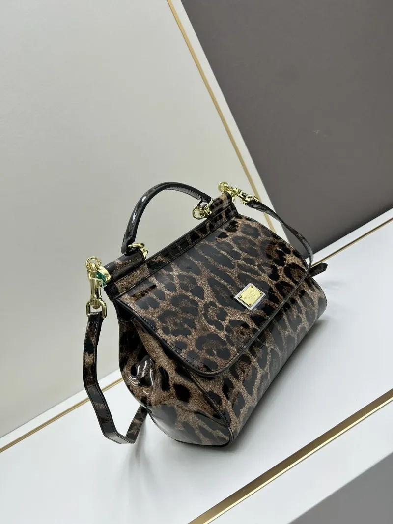 Alternative view of Dolce Gabbana Leopard Print Patent Leather Crossbody Handbag 25x20x12cm
