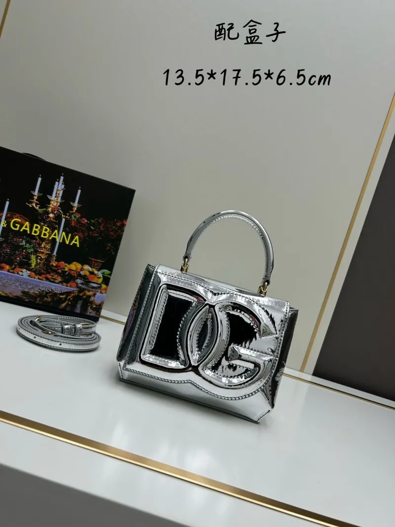Dolce & Gabbana Silver Metallic Top Handle Handbag 32