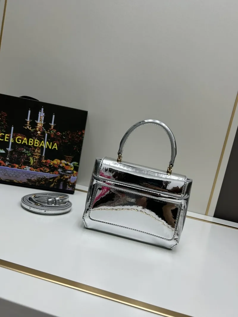 Dolce & Gabbana Silver Metallic Top Handle Handbag 32 - Image 3