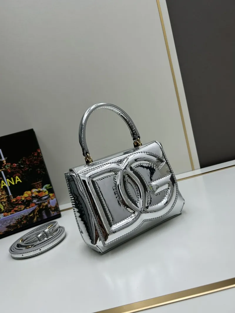Dolce & Gabbana Silver Metallic Top Handle Handbag 32 - Image 4