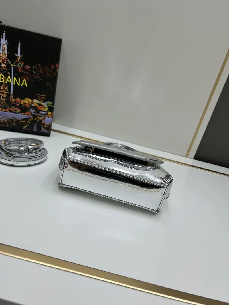 Dolce & Gabbana Silver Metallic Top Handle Handbag 32 - Image 5