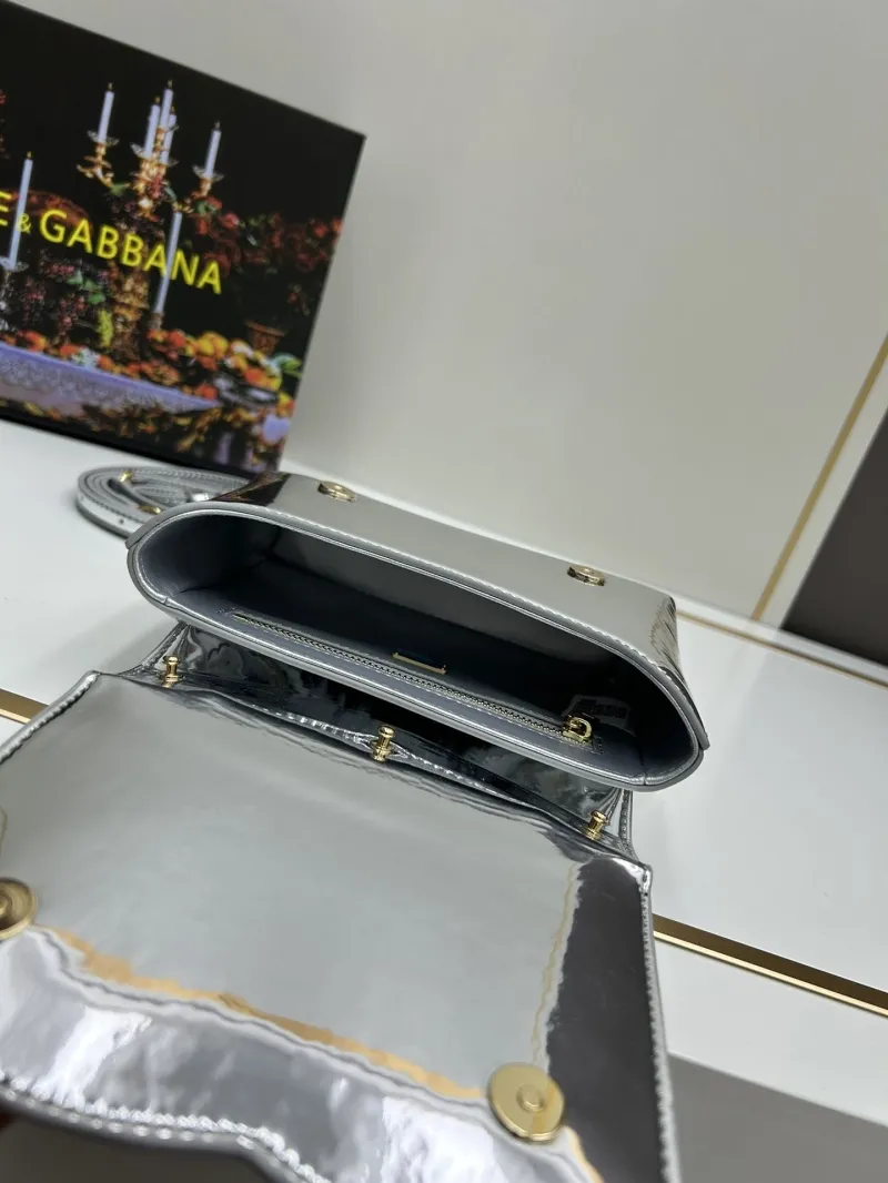 Dolce & Gabbana Silver Metallic Top Handle Handbag 32 - Image 6