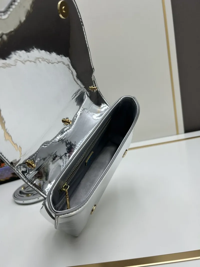 Dolce & Gabbana Silver Metallic Top Handle Handbag 32 - Image 7