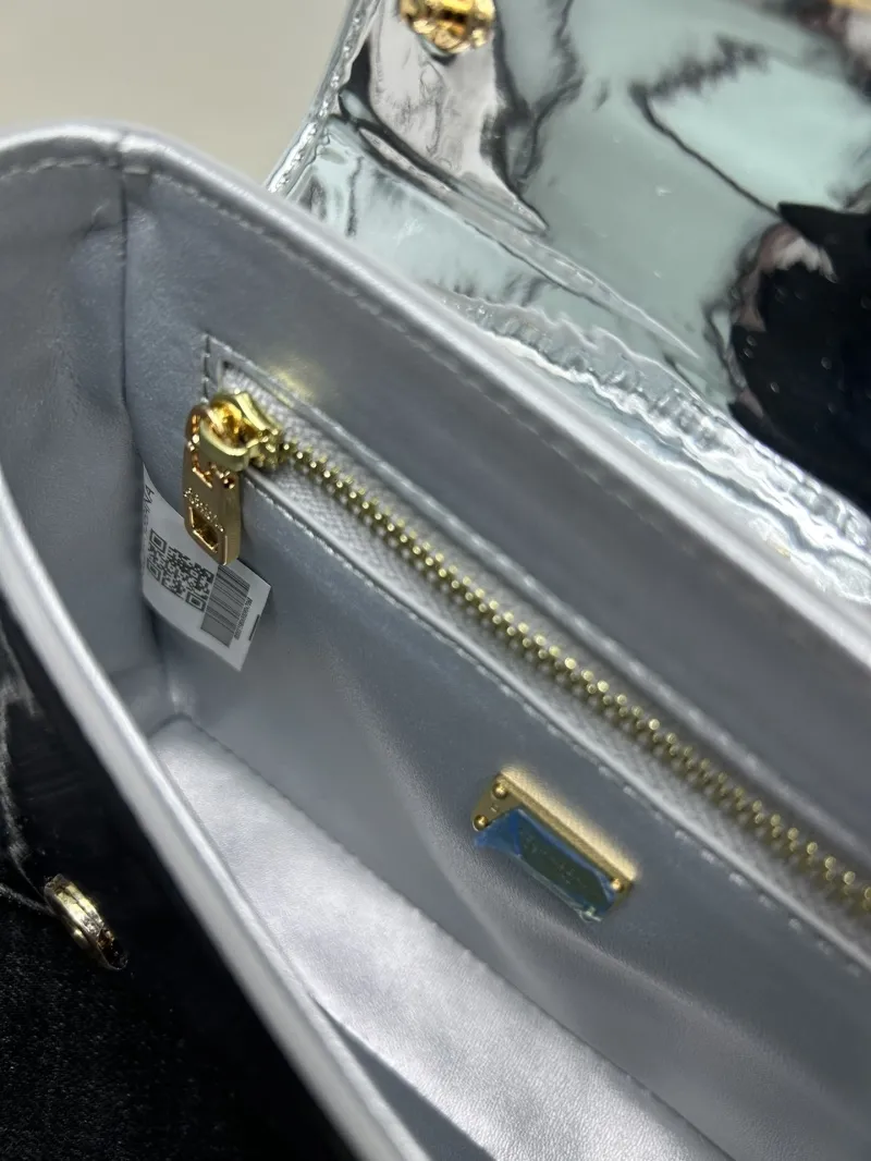 Dolce & Gabbana Silver Metallic Top Handle Handbag 32 - Image 8