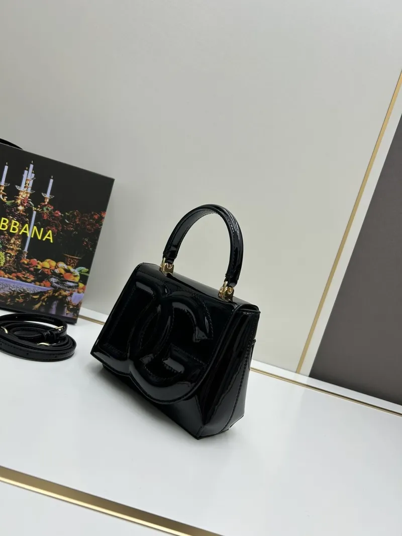 Alternative view of D&G Black Patent Leather Handbag With Strap And Box