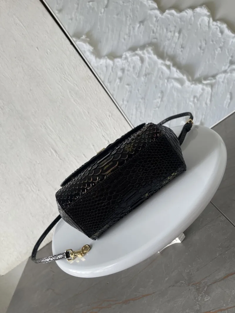 Dolce Gabbana Black Python Leather Handbag 20-16-8 cm - Image 4