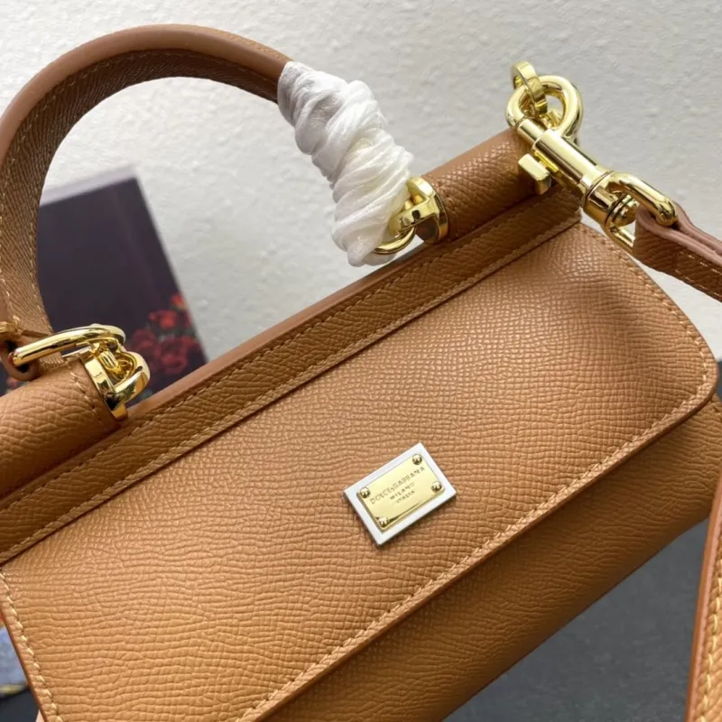 D&G Brown Leather Mini Top Handle Crossbody Bag 121 - Image 4