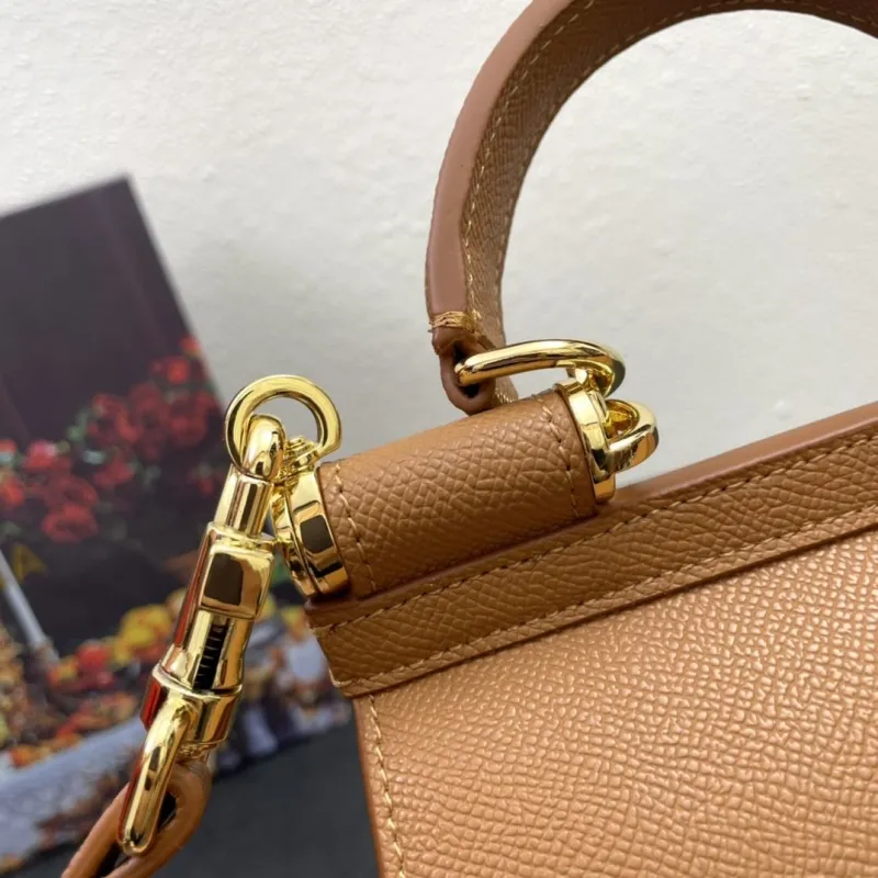 D&G Brown Leather Mini Top Handle Crossbody Bag 121 - Image 5
