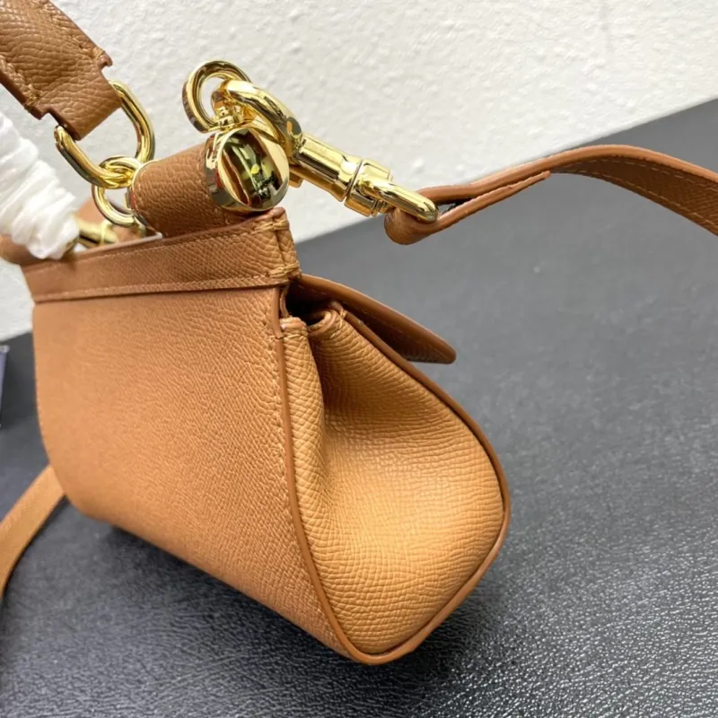 D&G Brown Leather Mini Top Handle Crossbody Bag 121 - Image 6