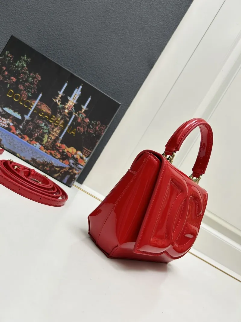 Dolce Gabbana Red Patent Leather Top Handle Bag Model 6658 - Image 3