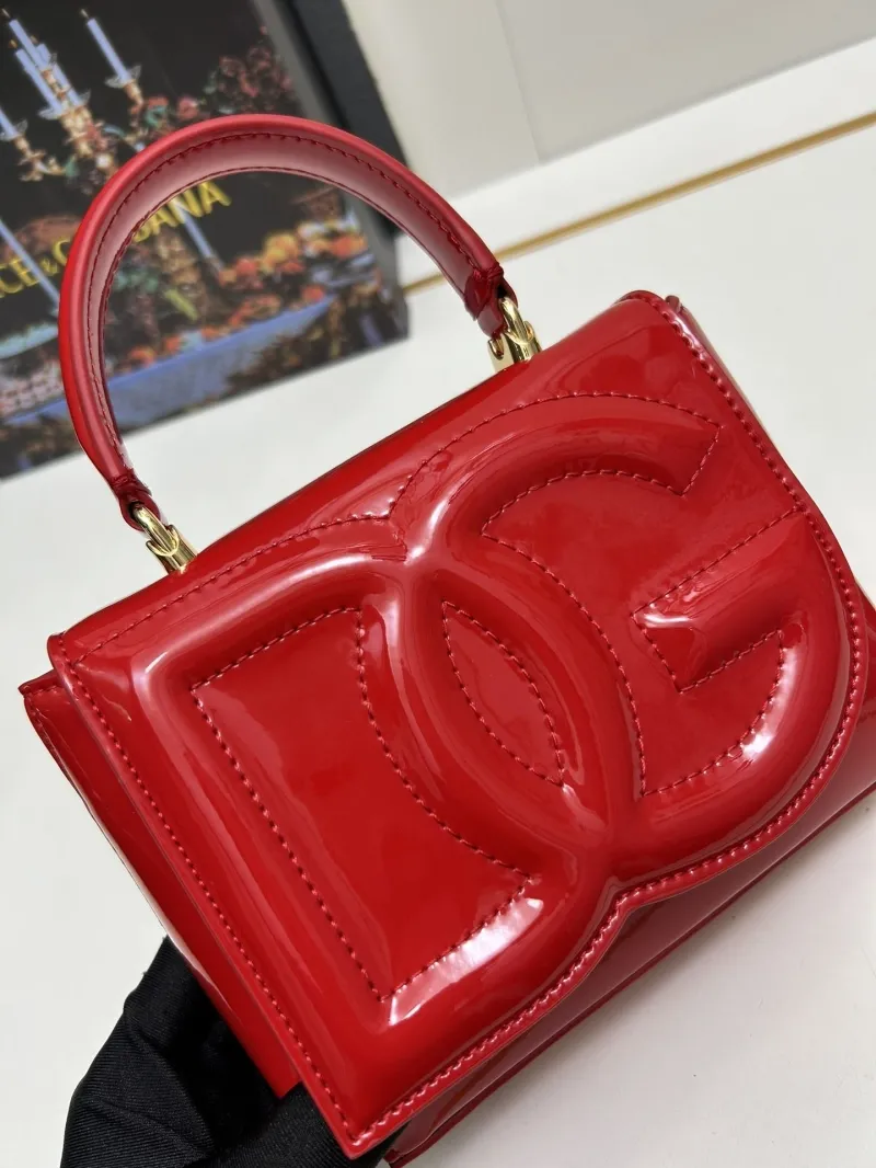 Dolce Gabbana Red Patent Leather Top Handle Bag Model 6658 - Image 4