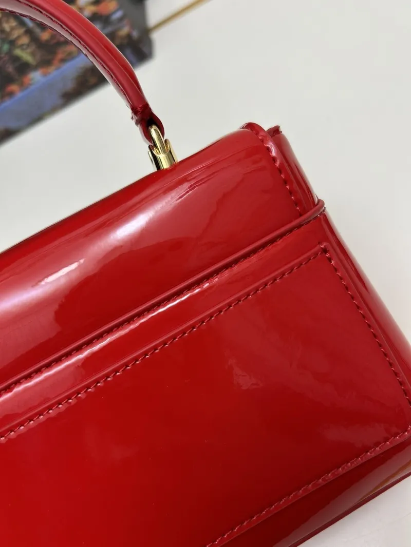 Dolce Gabbana Red Patent Leather Top Handle Bag Model 6658 - Image 7