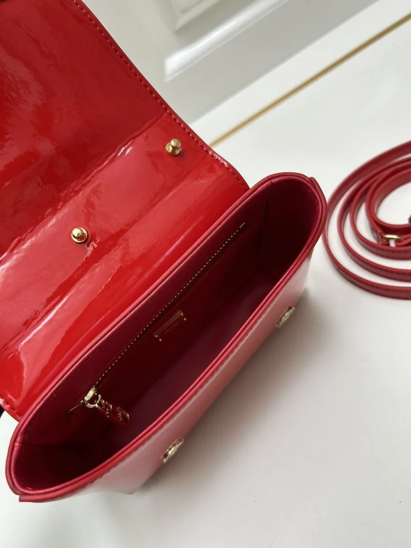 Dolce Gabbana Red Patent Leather Top Handle Bag Model 6658 - Image 8