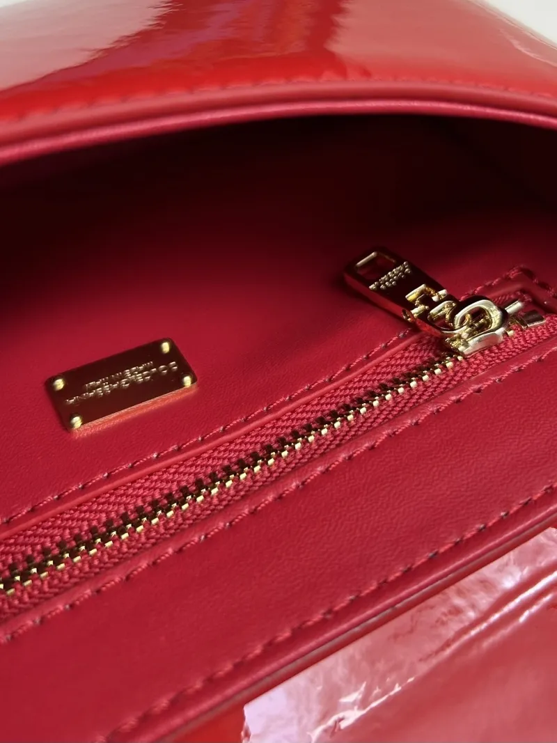 Dolce Gabbana Red Patent Leather Top Handle Bag Model 6658 - Image 9
