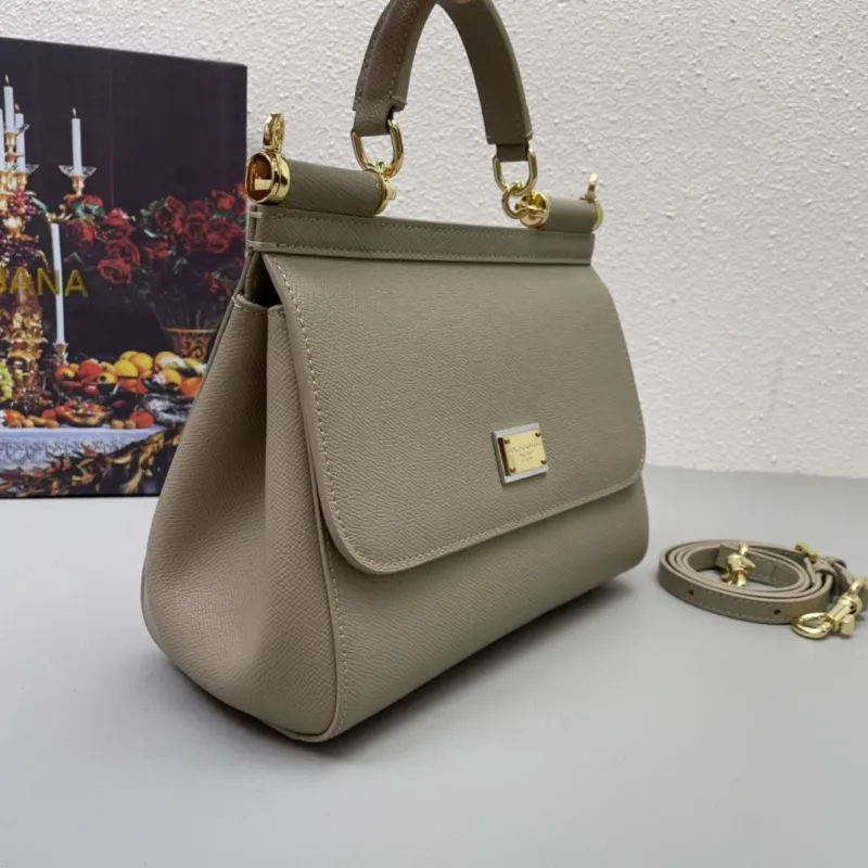 D&G Taupe Leather Handbag 215 - Image 6