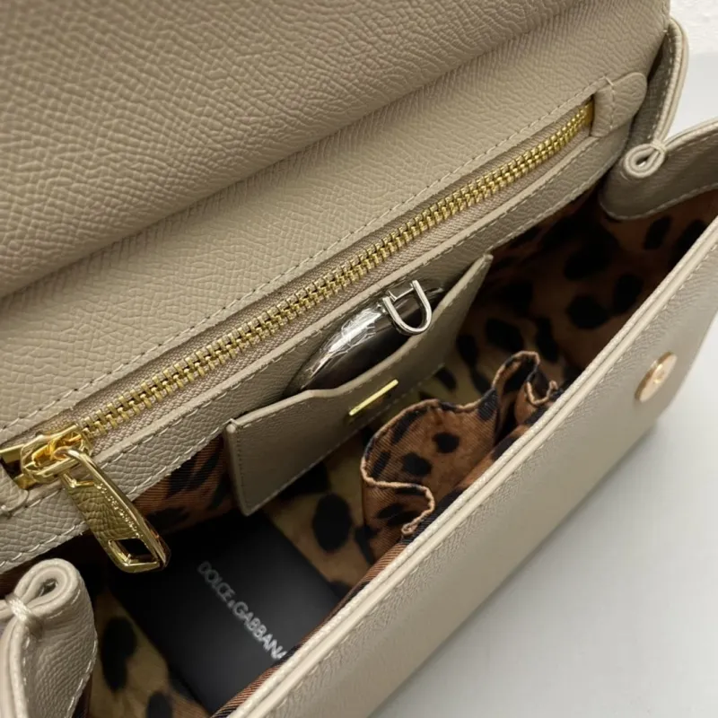 D&G Taupe Leather Handbag 215 - Image 8